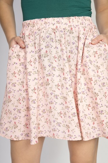 Falda mini rosa pastel flores