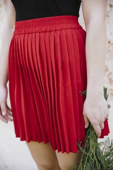 Falda plisada roja