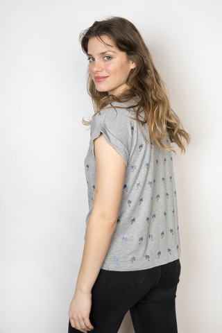 Camiseta SusiSweetdress gris con palmeras azules