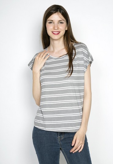 Camiseta SusiSweetdress gris con raya doble blanca