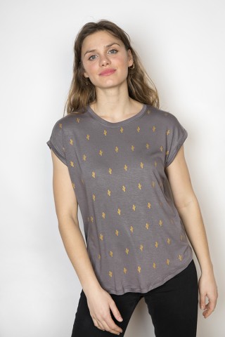 Camiseta SusiSweetdress gris con cactus dorados