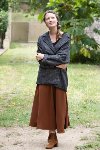 Falda maxi larga cobre