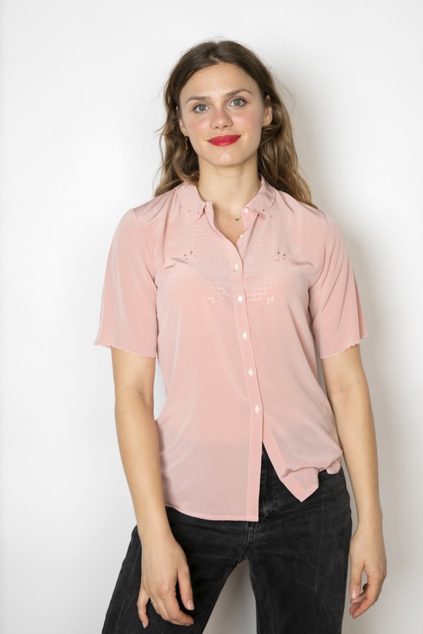 Camisa vintage rosa pastel