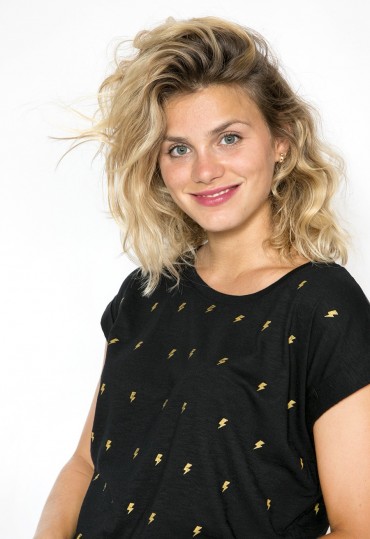 Camiseta SusiSweetdress negra con rayos dorados - Ropa mujer SusiSweetdress