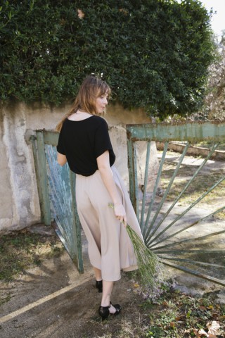 Falda maxi larga beis claro con bolsillos- Ropa mujer SusiSweetdress