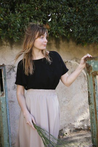 Falda maxi larga beis claro con bolsillos- Ropa mujer SusiSweetdress