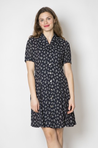 Vestido vintage negro con flores blancas - Ropa mujer vintage SusiSweetdress