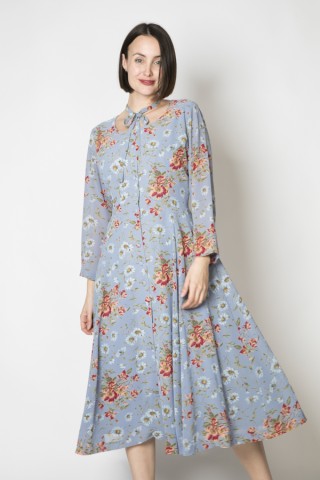 Vestido vintage azul cielo con flores