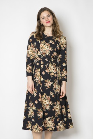 Vestido vintage negro bouquet de flores