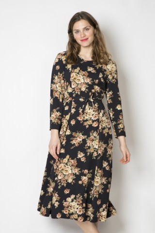 Vestido vintage negro bouquet de flores