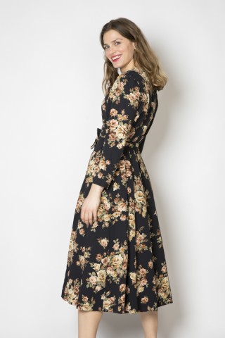 Vestido vintage negro bouquet de flores