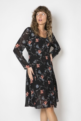 Vestido vintage negro con flores