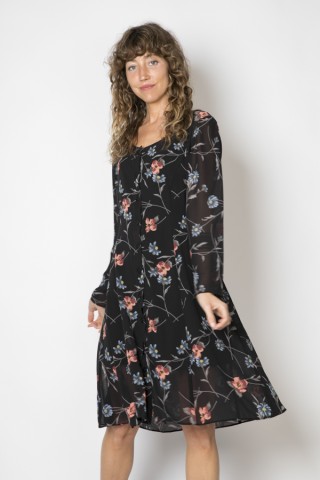 Vestido vintage negro con flores