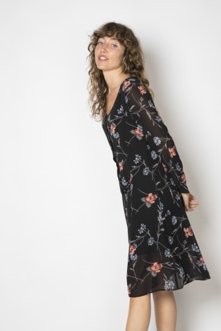 Vestido vintage negro con flores