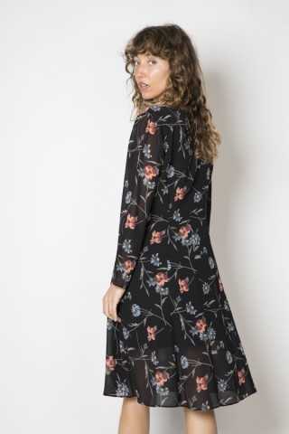 Vestido vintage negro con flores