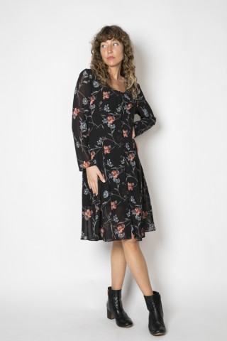 Vestido vintage negro con flores