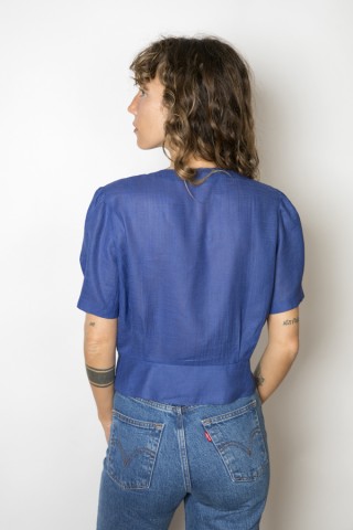 Camisa vintage azul cobalto
