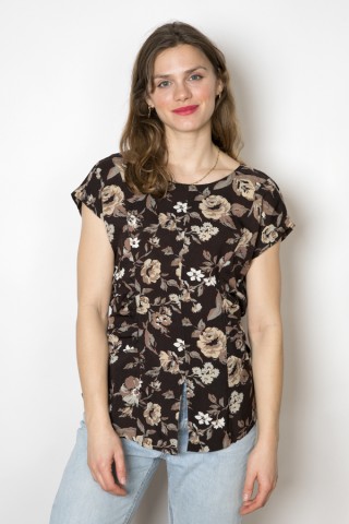 Camisa vintage negra flores marrones