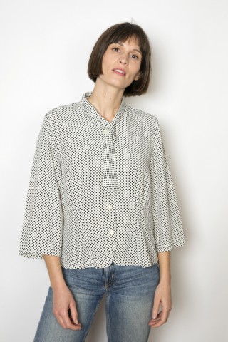 Camisa vintage blanca topos negros