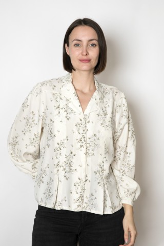 Camisa vintage blanco marfil flores