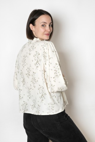 Camisa vintage blanco marfil flores