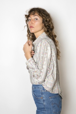 Camisa vintage blanca estampado multicolor