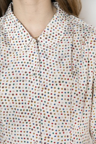 Camisa vintage blanca topos multicolor