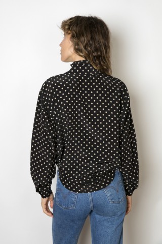 Camisa vintage negra topos beis