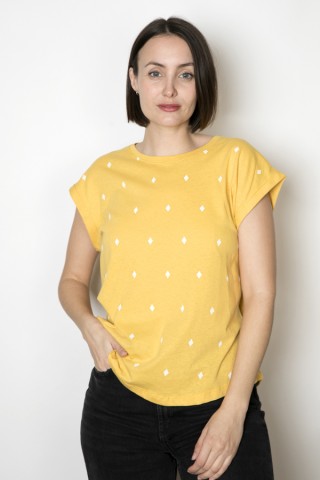 Camiseta SusiSweetdress amarilla rombos blancos