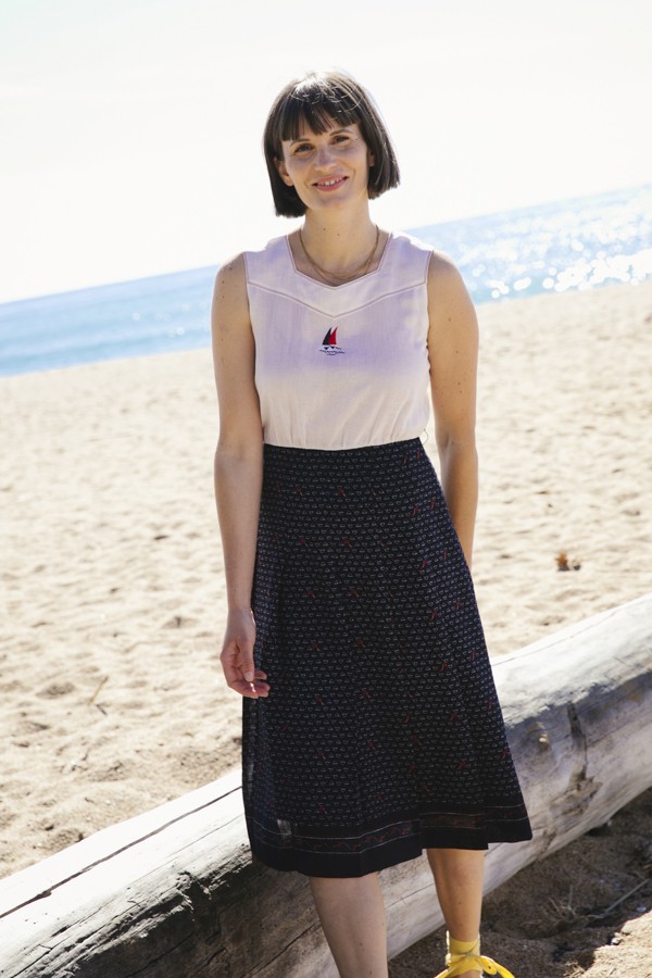 Vestido vintage blanco y azul con barcos- Ropa mujer vintage SusiSweetdress