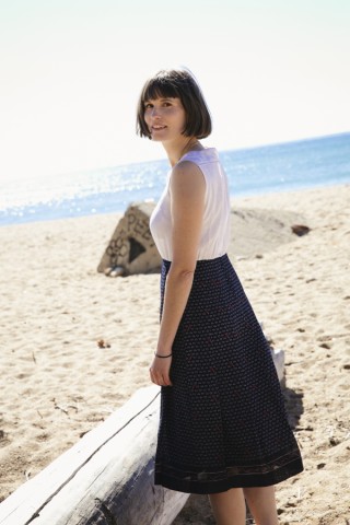 Vestido vintage blanco y azul con barcos- Ropa mujer vintage SusiSweetdress