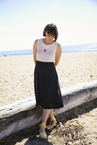 Vestido vintage blanco y azul con barcos- Ropa mujer vintage SusiSweetdress