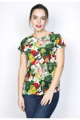 Camisa vintage con flores de colores