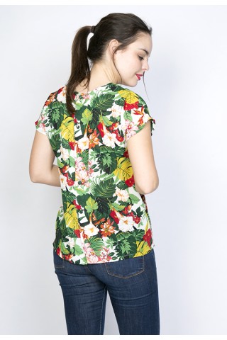 Camisa vintage con flores de colores