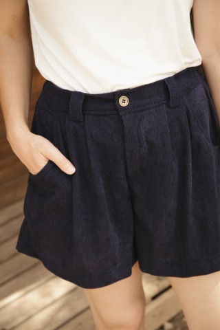 Shorts de pana azul marino