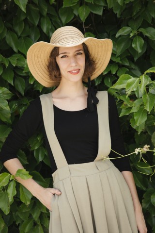 Falda maxi larga beis con cintura alta- Ropa mujer SusiSweetdress