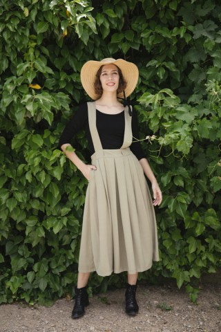 Falda maxi larga beige con cintura alta- Ropa mujer SusiSweetdress