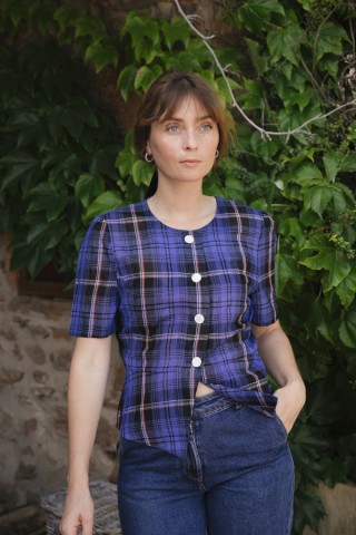 Camisa vintage azul a cuadros