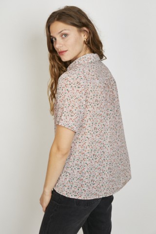 Camisa vintage gris con flores pequeñas