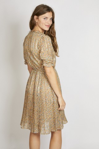 Vestido vintage beige con pequeñas flores