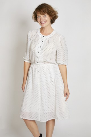 Vestido vintage blanco con lunares negros