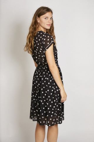 Vestido vintage negro con topos blancos