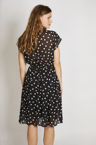 Vestido vintage negro con topos blancos