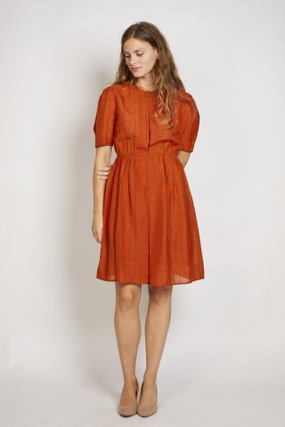 Vestido vintage naranja con rayas