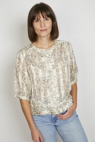 Camisa vintage beige con flores