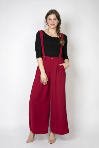 Pantalón palazzo rojo con tirantes - Ropa SusiSweetdress