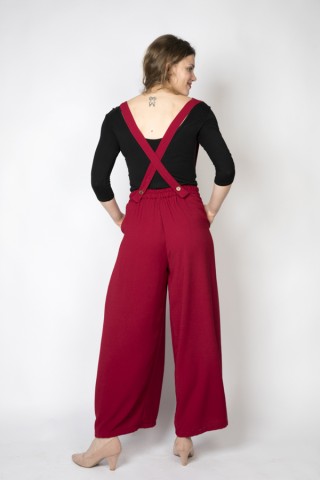 Pantalón palazzo rojo con tirantes - Ropa SusiSweetdress