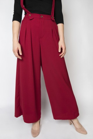 Pantalón palazzo rojo con tirantes - Ropa SusiSweetdress