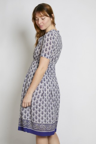 Vestido vintage blanco estampado azul - Ropa mujer vintage SusiSweetdress