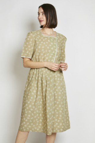 Vestido vintage verde seco con flores - Ropa mujer vintage SusiSweetdress